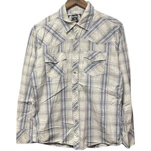carbon plaid long sleeve collared pearl snap vintage 90s Y2K 2000s western shirt